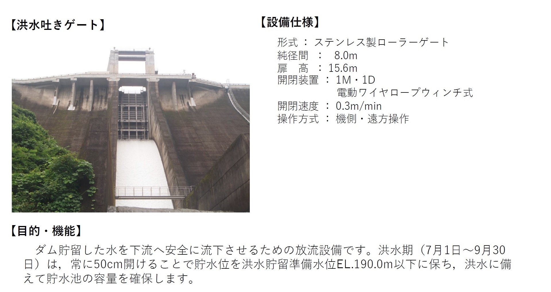 栗駒ダム　洪水吐きゲート設備