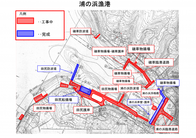 浦の浜漁港の地図です