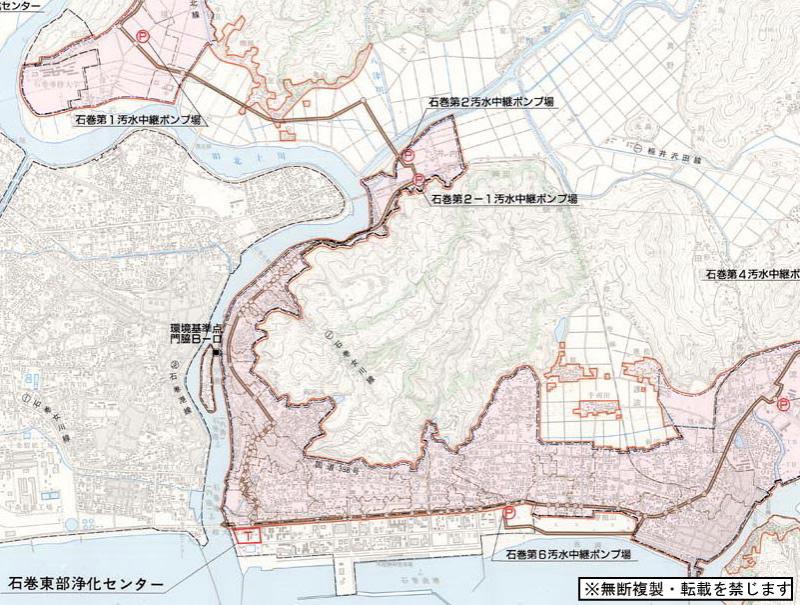 北上川下流東部流域の拡大図1