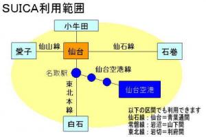 ICカード乗車券「スイカ」の利用範囲図です。