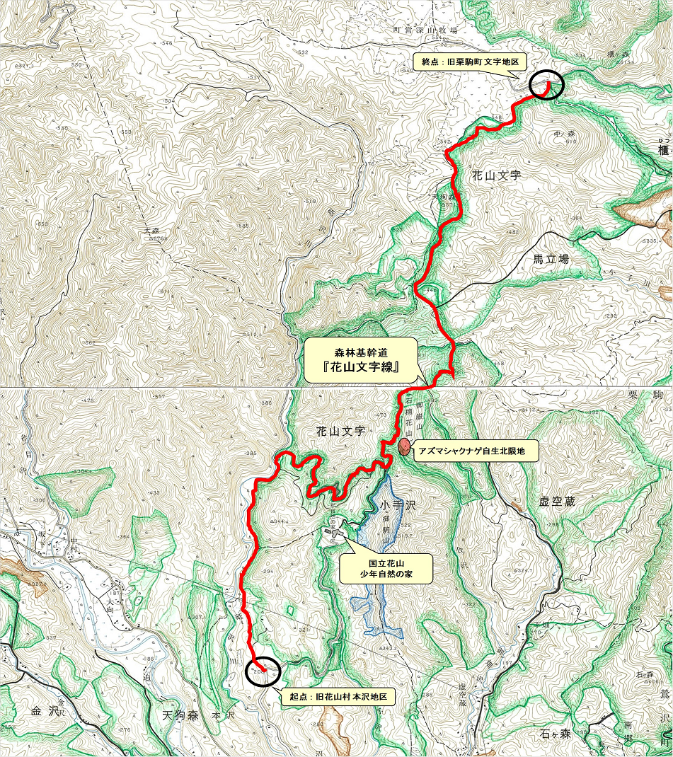 花山文字線位置図