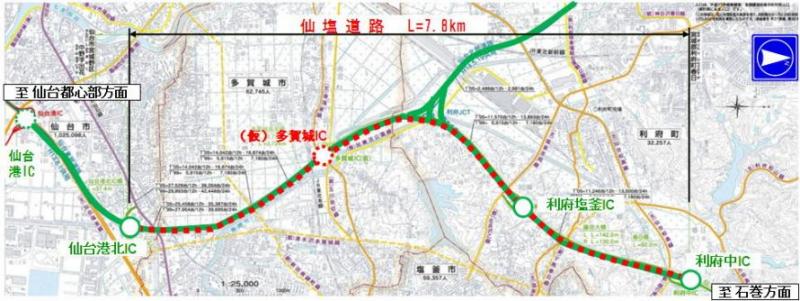 仙塩道路位置図です。