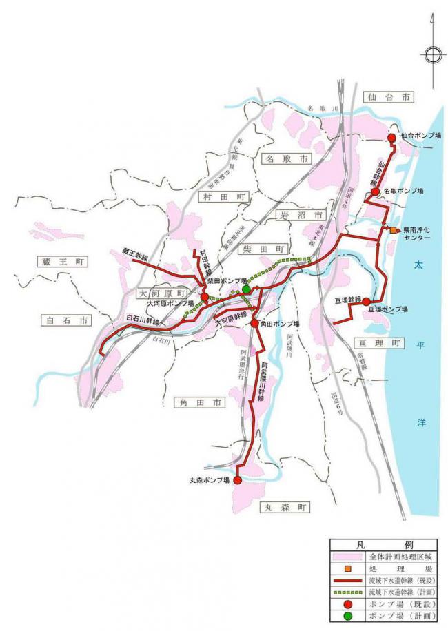 県南浄化センター処理区域図