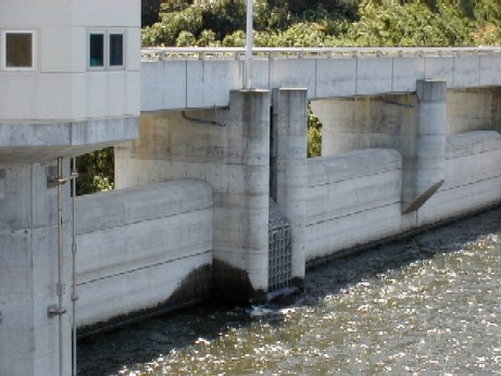 ダム湖側から見た洪水吐の写真です