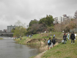 広瀬川一万人プロジェクトで、流域の河川清掃等を実施している写真です
