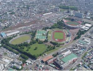 宮城野原公園の空撮の写真