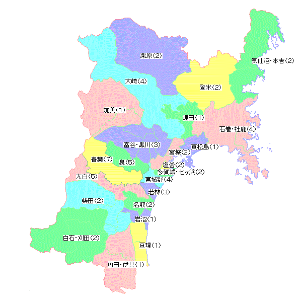 宮城県議会　選挙区マップ