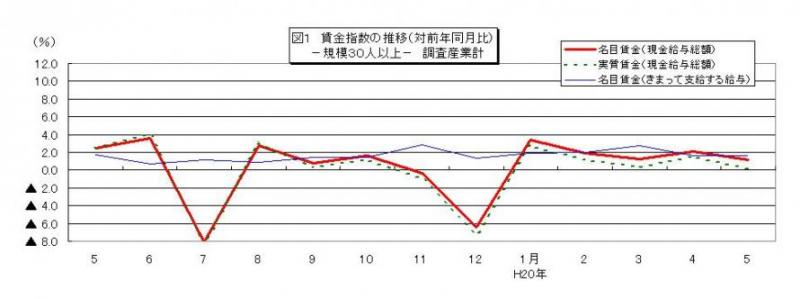 賃金指数に関する推移グラフ