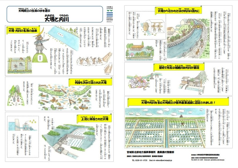 大堰と内川（イラスト付きパンフレット）