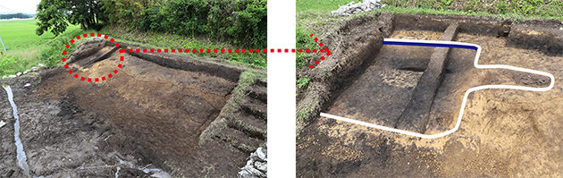 斜面に建てられた竪穴建物跡