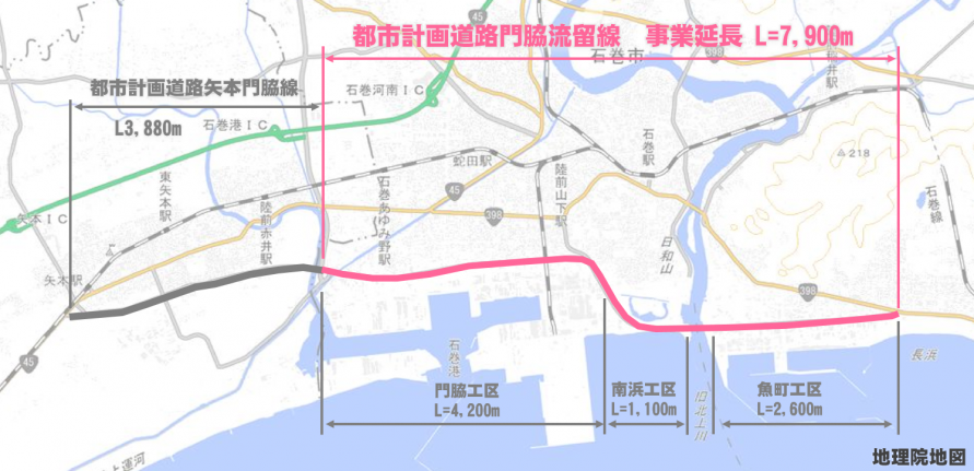 門脇流留線事業平面図