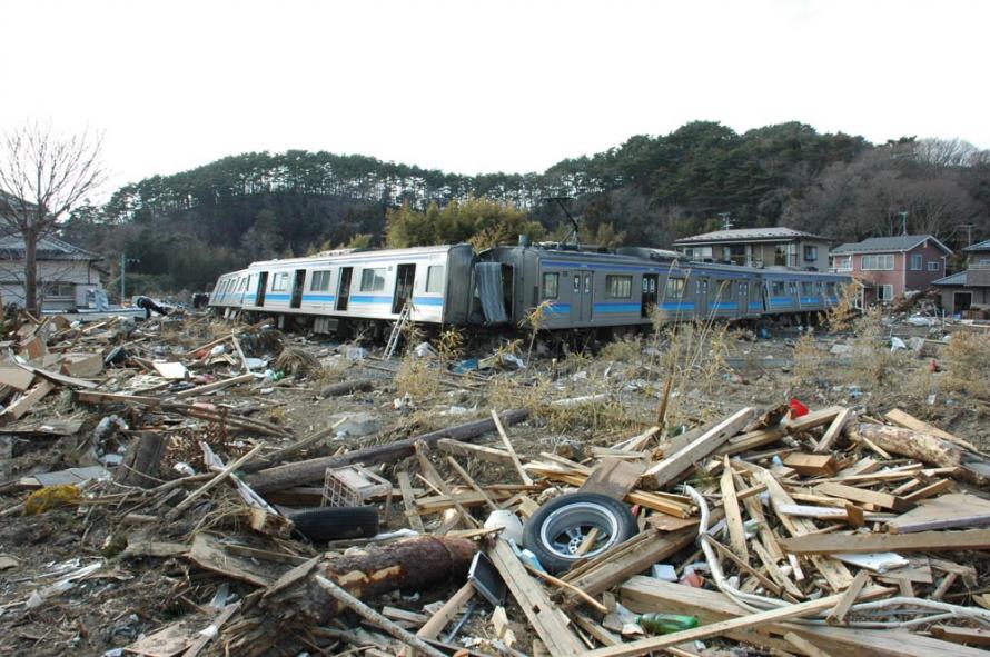 【东松岛市】被海啸冲走的JR仙石线的车辆