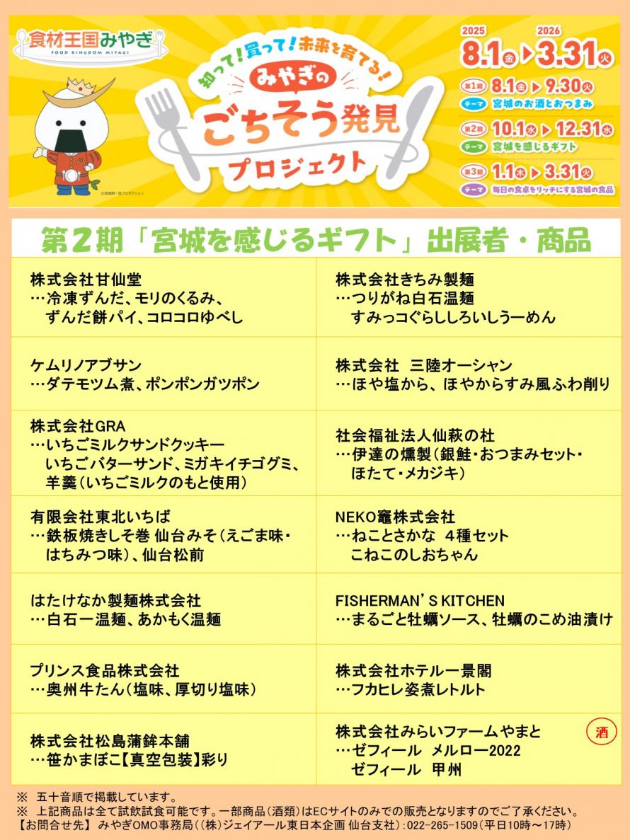 第2期「宮城を感じるギフト」出展者・商品