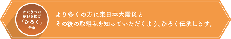 より多くの方に東日本大震災とその後の取組みを知っていただくよう、広く伝承します。