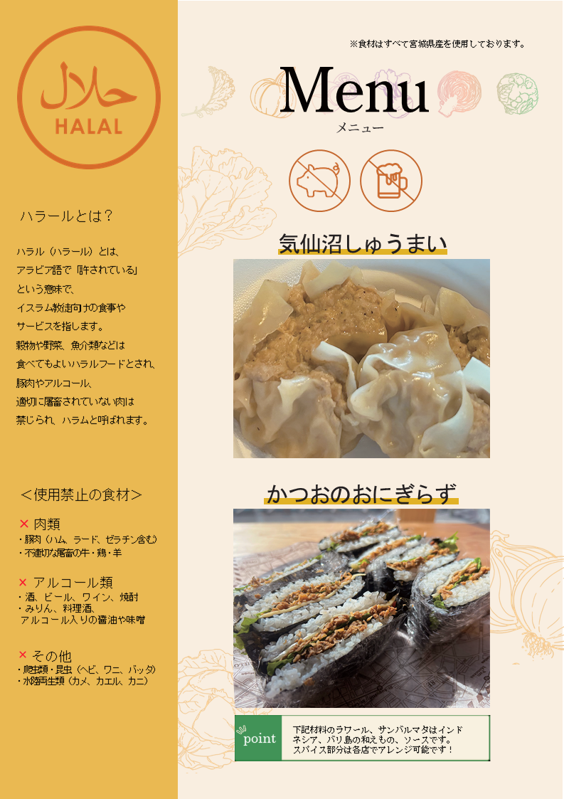 ハラル向けメニュー紹介シート