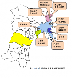 平成28年度復興応援隊活動地区の地図