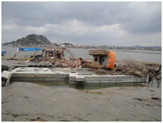 東松島市洲崎地区農地の被災直後の写真