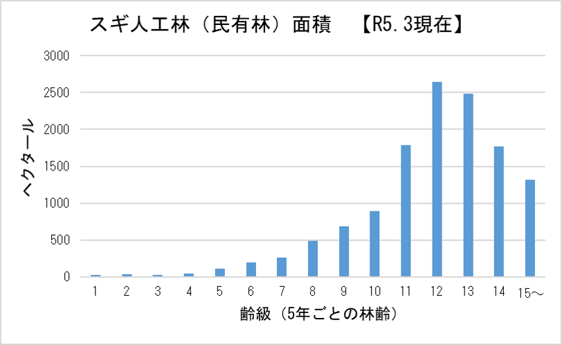 R5スギ人工林林齢別面積