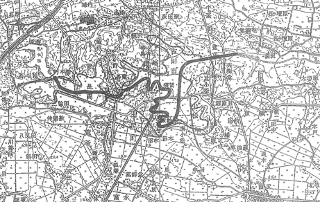 化女沼から萱刈川までの用排水路の地図